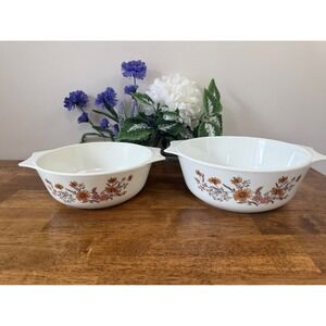 Vintage Pyrex England Country Autumn Woodland Mixing‎ Bowls – Set of 2